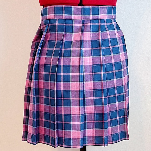NWT Love Too True (LTT) Tiffany Plaid Blue & Pink Pleated Skirt - Picture 2 of 6